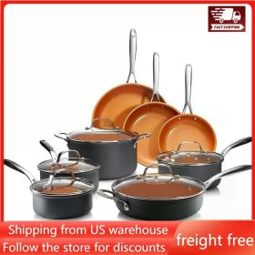 13 Pc Ceramic Pots and Pans Set Non Stick Cookware Sets, Hard Anodized Cookware Set, Pot Set, Dishwasher Safe, Free Shipping