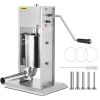 VEVOR Manual Sausage Stuffer Maker 3L Capacity Two Speed Vertical Meat Filler Stainless Steel with 5 Stuffing Nozzles, Commercial and Home Use