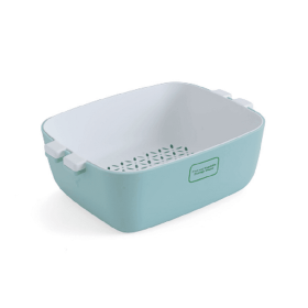 1pc 2 In 1 Multifunction Kitchen Colander; Strainer And Bowl Set; Double Layered Stackable Colander; Fruit And Vegetable Strainer; Drain Basin And Bas (Color: Light blue, size: large)