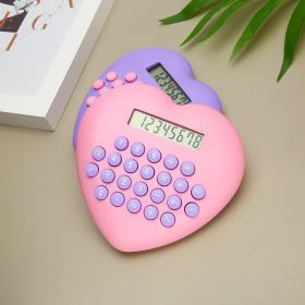 Multi-function 8-bit Calculator Creative Love Computer Font Clear Plastic Keys Student Supplies Wholesale Cute Calculator (Color: Pink)