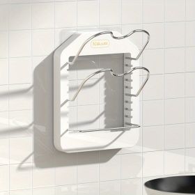 1pc Wall Mounted Pot Lid Rack; Free Punch Pot Cover Holder; Hanging Lid Organizer; Kitchen Accessories (model: Two-tier pot lid rack + rag rack, Color: White)
