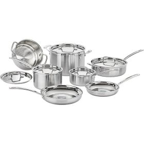 12 Piece Cookware Set, MultiClad Pro Triple Ply, MCP-12N (Color: Silver12-Piece)