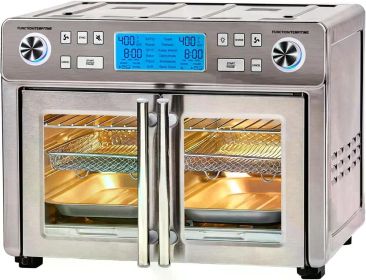 Emeril Lagasse Dual Zone 360 Air Fryer Oven Combo with French Door, 25 QT Extra Large Family Size Meals to Cook Two Foods in (Plug Type: us, Color: Dual Zone)