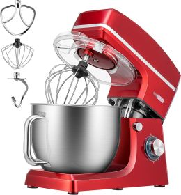 VIVOHOME 7.5 Quart Stand Mixer, 660W 6-Speed Tilt-Head Kitchen Electric Food Mixer with Beater, Dough Hook, Wire Whip (Color: Red)
