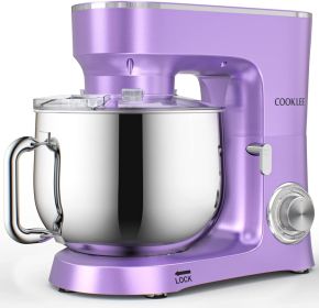 COOKLEE Stand Mixer, 9.5 Qt. 660W 10-Speed Electric Kitchen Mixer with Dishwasher-Safe Dough Hooks, Flat Beaters (Color: Lavender)