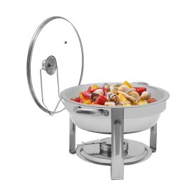 5 Qt Chafing Dish Buffet Set, Stainless Steel Round Chafers and Buffet Warmers Sets, Round Chafing Dish (Color: Silver, Capacity: 4-5L)