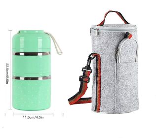 Z40 Portable Thermos Lunch Box Food Container 2/3 Layer Bento Box Stainless Steel Insulated Lunch Box for Food Storage Container (Color: Type C  two layers)