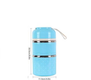 Z40 Portable Thermos Lunch Box Food Container 2/3 Layer Bento Box Stainless Steel Insulated Lunch Box for Food Storage Container (Color: Blue two layers)