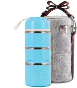 Z40 Portable Thermos Lunch Box Food Container 2/3 Layer Bento Box Stainless Steel Insulated Lunch Box for Food Storage Container (Color: Type F  three layers)