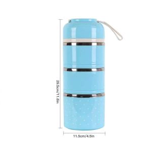 Z40 Portable Thermos Lunch Box Food Container 2/3 Layer Bento Box Stainless Steel Insulated Lunch Box for Food Storage Container (Color: Blue three layers)