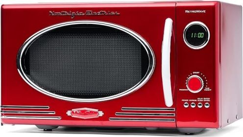 Microwave Oven, Compact Countertop - 0.7 Cu. Ft. - 700-Watts with LED Digital, Child Lock - Easy Clean Interior, Microwave Oven (Color: 0.9 Cu. Ft.Red)